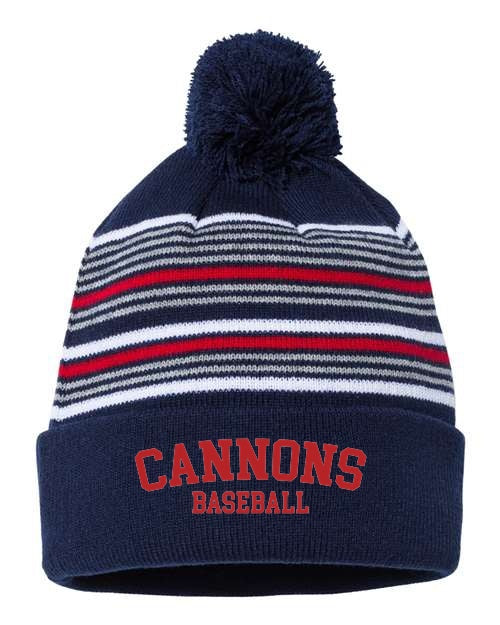 Norfolk Cannons 12" Striped Pom-Pom Cuffed Beanie