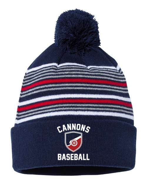 Norfolk Cannons 12" Striped Pom-Pom Cuffed Beanie